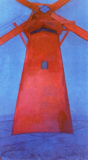 Oil the Painting - The Red Mill.  De rode molen. by Mondrian, Piet