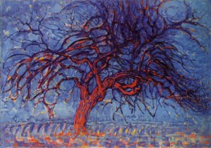 Oil Painting - The Red Tree. c.1909 by Mondrian, Piet