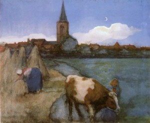 Oil mondrian, piet Painting - View of Winterswijk 1898-99 by Mondrian, Piet