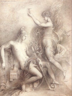 Oil moreau, gustave Painting - Hesiod and the Muse   1857 by Moreau, Gustave
