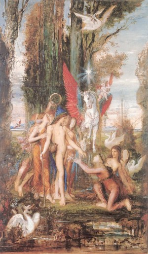 Oil moreau, gustave Painting - Hesiod and the Muses by Moreau, Gustave