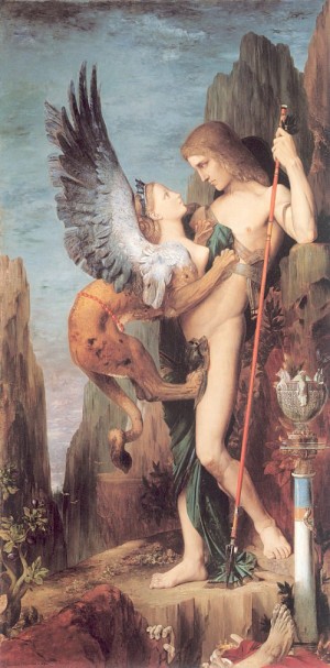 Oil moreau, gustave Painting - Oedipus and the Sphinx   1864 by Moreau, Gustave