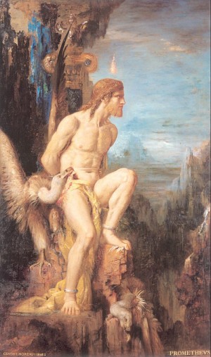 Oil moreau, gustave Painting - Prometheus   1868 by Moreau, Gustave
