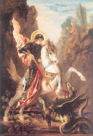  Photograph - Saint George and the Dragon   1870-89 by Moreau, Gustave