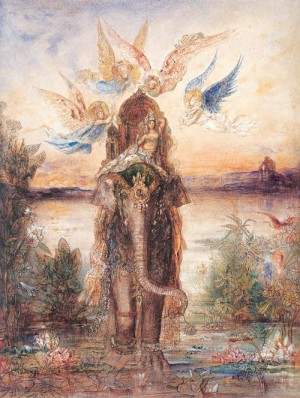 Oil moreau, gustave Painting - The Peri (The Sacred Elephant; The Sacred Lake)  1881-82 by Moreau, Gustave