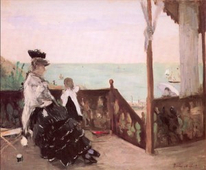Oil morisot, berthe Painting - In a Villa at the Seaside   1874 by Morisot, Berthe