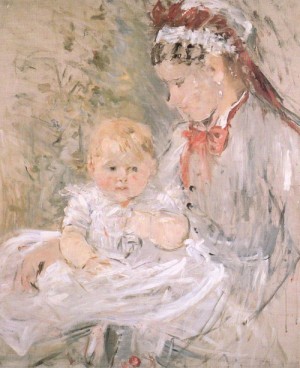 Oil morisot, berthe Painting - Julie with her Nurse   1880 by Morisot, Berthe