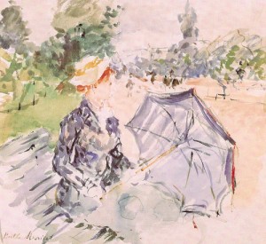 Oil morisot, berthe Painting - Lady with a Parasol Sitting in a Park  1885 by Morisot, Berthe