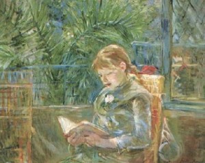 Oil girl Painting - Little Girl Reading   1888 by Morisot, Berthe