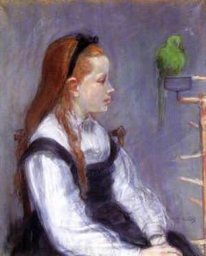 Oil portrait Painting - Portrait de Mademoiselle M.T    c. 1873 by Morisot, Berthe