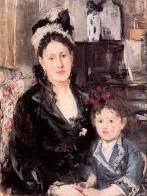 Oil morisot, berthe Painting - Portrait of Mme. Boursier and her Daughter  1874 by Morisot, Berthe