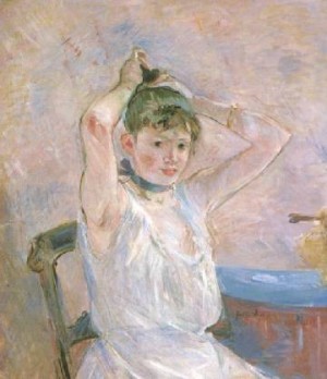 Oil morisot, berthe Painting - The Bath   1885-86 by Morisot, Berthe