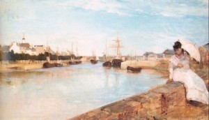 Oil morisot, berthe Painting - The Harbor at Lorient   1869 by Morisot, Berthe