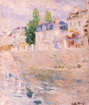 Oil morisot, berthe Painting - The Quay at Bougival   1883 by Morisot, Berthe