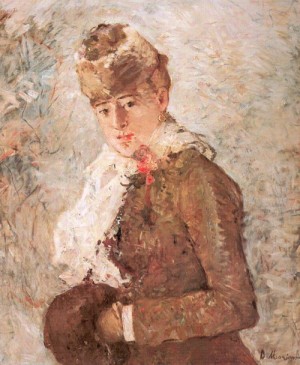 Oil woman Painting - Winter (Woman with a Muff)   1880 by Morisot, Berthe