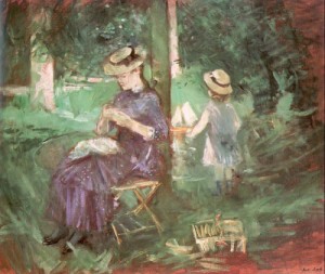 Oil garden Painting - Woman and Child in a Garden   1884 by Morisot, Berthe