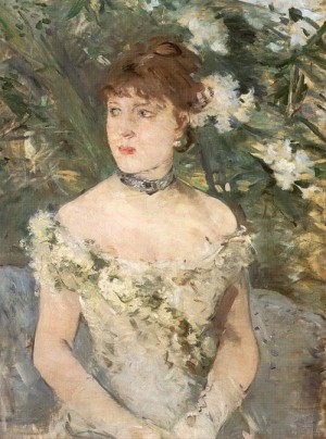 Oil morisot, berthe Painting - Young Woman Dressed for the Ball   1879 by Morisot, Berthe