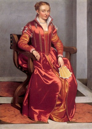 Oil moroni, giovanni battista Painting - Portrait of a Lady 1557-60 by Moroni, Giovanni Battista