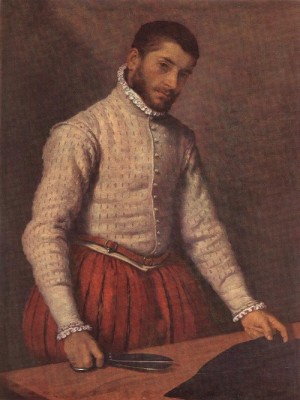 Oil moroni, giovanni battista Painting - The Taylor    c. 1570 by Moroni, Giovanni Battista