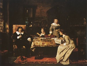 Oil munkacsy, mihaly Painting - Milton, 1878 by Munkacsy, Mihaly