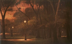 Oil munkacsy, mihaly Painting - Park Monceau at Night  1895 by Munkacsy, Mihaly