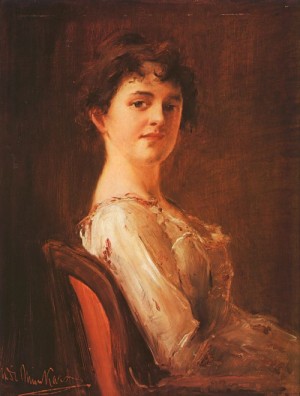 Oil munkacsy, mihaly Painting - Portrait of a Woman  885 by Munkacsy, Mihaly