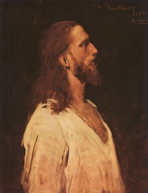 Oil munkacsy, mihaly Painting - Study for Christ before Pilate  1880 by Munkacsy, Mihaly