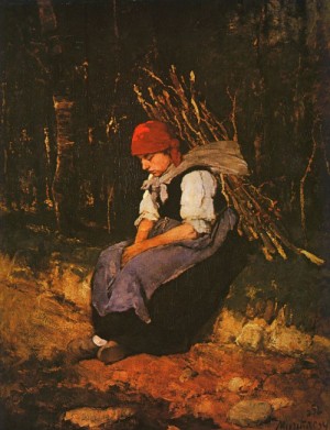 Oil woman Painting - Woman Carrying Faggots   1873 by Munkacsy, Mihaly