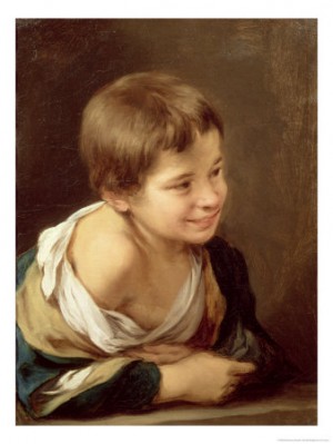 Oil murillo, bartolome esteban Painting - A Peasant Boy Leaning on a Sill, 1670-80 by Murillo, Bartolome Esteban