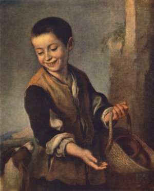Oil animals Painting - Boy with a Dog    1650s by Murillo, Bartolome Esteban