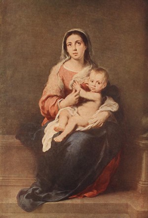 Oil madonna Painting - Madonna and Child    c. 1670 by Murillo, Bartolome Esteban