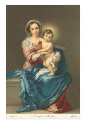 Oil madonna Painting - Madonna and Child, Florence by Murillo, Bartolome Esteban