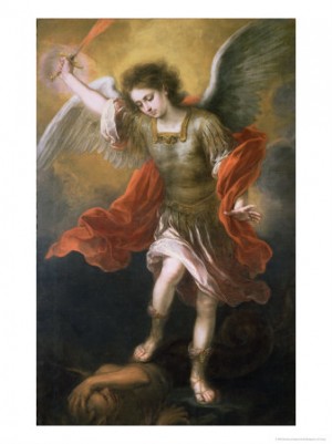 Oil murillo, bartolome esteban Painting - Saint Michael Banishes the Devil to the Abyss, 1665-68 by Murillo, Bartolome Esteban