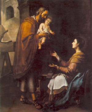 Oil murillo, bartolome esteban Painting - The Holy Family    c. 1660 by Murillo, Bartolome Esteban