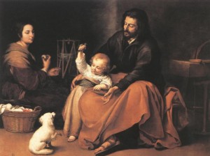 Oil murillo, bartolome esteban Painting - The Holy Family with a Bird    1650 by Murillo, Bartolome Esteban