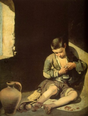 Oil murillo, bartolome esteban Painting - The Young Beggar     c. 1645 by Murillo, Bartolome Esteban