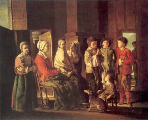 Oil nain brothers, le Painting - A Visit to Grandmother   1640s by Nain Brothers, Le