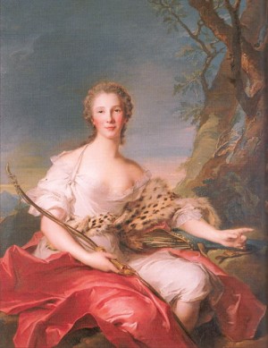 Oil nattier, jean marc Painting - Madame Bouret as Diana   1745 by Nattier, Jean Marc