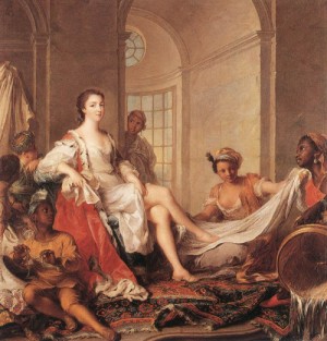 Oil nattier, jean marc Painting - Mademoiselle de Clermont 'en Sultane'    1733 by Nattier, Jean Marc