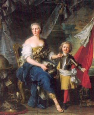 Oil nattier, jean marc Painting - Mademoiselle de Lambesc as Minerva, Arming her Brother the Comte de Brionne  1732 by Nattier, Jean Marc