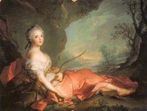Oil nattier, jean marc Painting - Marie-Adelaide of France as Diana   1745 by Nattier, Jean Marc