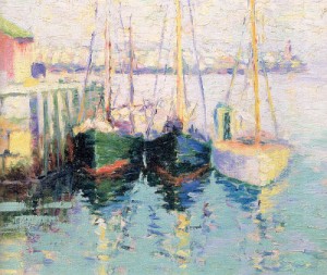 Oil noyes, george loftus Painting - -Rockport Boats by Noyes, George Loftus