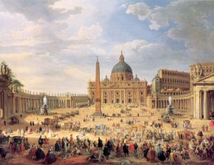 Oil panini, giovanni paolo Painting - Departure of Duc de Choiseul from the Piazza di St. Pietro  1754 by Panini, Giovanni Paolo