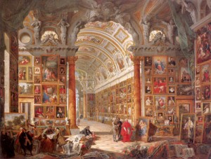 Oil panini, giovanni paolo Painting - Interior of a Picture Gallery with the Collection of Cardinal Gonzaga    1749 by Panini, Giovanni Paolo
