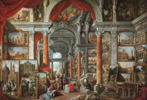 Oil Modern Painting - Picture Gallery with Views of Modern Rome    1757 by Panini, Giovanni Paolo