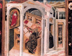 Oil paolo, giovanni di Painting - St. Jerome Appearing to St. Augustine  1465 by Paolo, Giovanni di