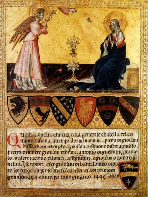 Oil annunciation Painting - The Annunciation   1445 by Paolo, Giovanni di