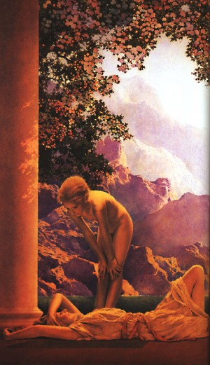 Oil parrish, maxfield Painting - Daybreak, detail, 1922 by Parrish, Maxfield