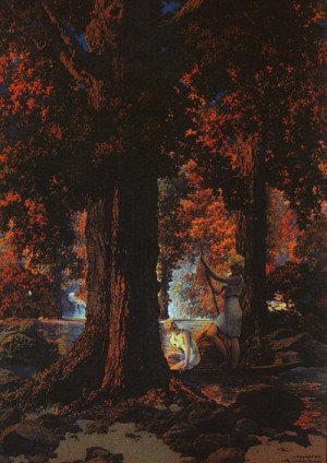 Oil parrish, maxfield Painting - Golden Hours (Autumn), 1927 by Parrish, Maxfield