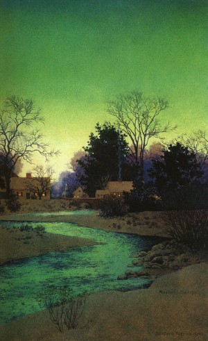 Oil parrish, maxfield Painting - Lull Brook Winter, detail, 1945, by Parrish, Maxfield